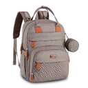 BabbleRoo Diaper Bag Backpack - Baby Essentials Travel Tote - Multi Function Water Resistant Diaper Bag, Travel Essentials Baby Bag with Changing Pad, Stroller Straps & Pacifier Case - Unisex, Khaki (Large)