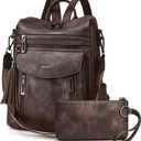 Shrrie Backpack Purse for Women Fashion Leather Backpack Purse Designer Travel Backpack Convertible Shoulder Bag with Wristlet for Work College (1-3 Two-toned Coffee A1)