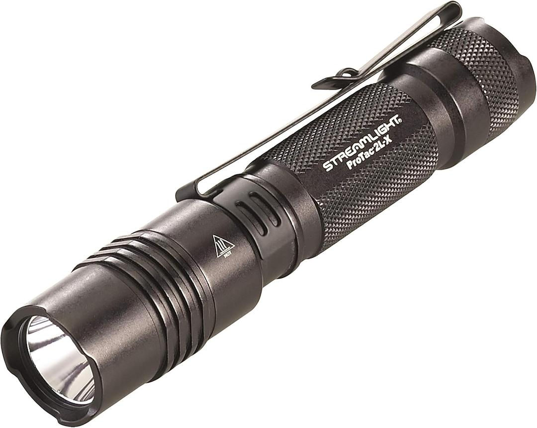 Streamlight 88062 ProTac 2L-X 500-Lumen EDC High Performance Multi-Fuel Tactical Flashlight, Includes CR123A Batteries, Holster, and Clip, Clear Retail Packaging, Black