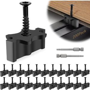 200 Pack Hidden Deck Fasteners for Composite Decking Board, Composite Decking Clips with Metal Deck Screws, Universal Composite Hideaway Fasteners Plastic Clips for Deck Boards