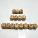 104pcs Wood Alphabet Letter Beads 12mm Mix Natural Square Beech Wooden Letter Beads for Jewelry Making Name DIY Beading Necklace