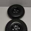 AR-PRO (2-Pack) 10-Inch Solid Tires Wheels, 4.10/3.50-4 Flat-Free Tire Replacement with 5/8" Bearings & 2.2" Offset Hub, Fits Hand Trucks, Wheelbarrows, Garden & Utility Carts (Black)