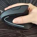 Bluetooth+USB A+C(3 in 1) Rechargeable Ergonomic Mouse, Wireless Vertical Design, 5 Adjustable Levels Up to 4800 DPI, 2.4GHz Carpal Tunnel Silent Mice, for PC,Laptop,MacBook,Chromebook-Black