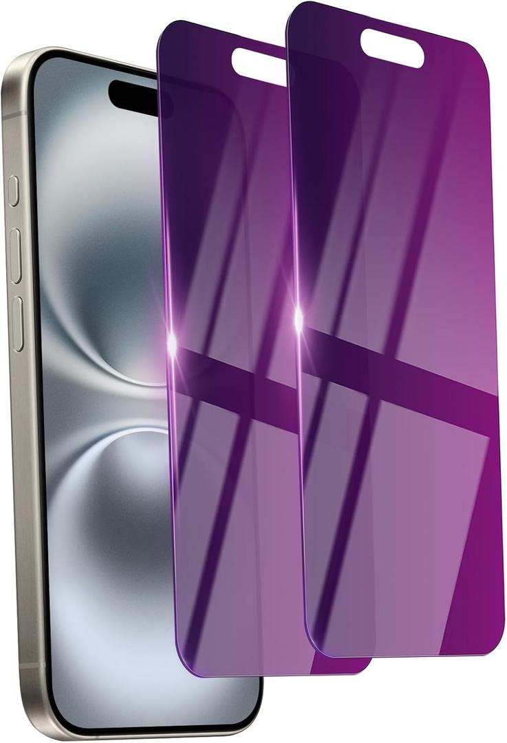 2 Pack Privacy Screen Protector for iPhone 16 Plus Tempered Glass for 16Plus 6.7inch Private Saver Anti-Spy Anti-Blue Light Eye Protection Anti-Scratch Full Coverage