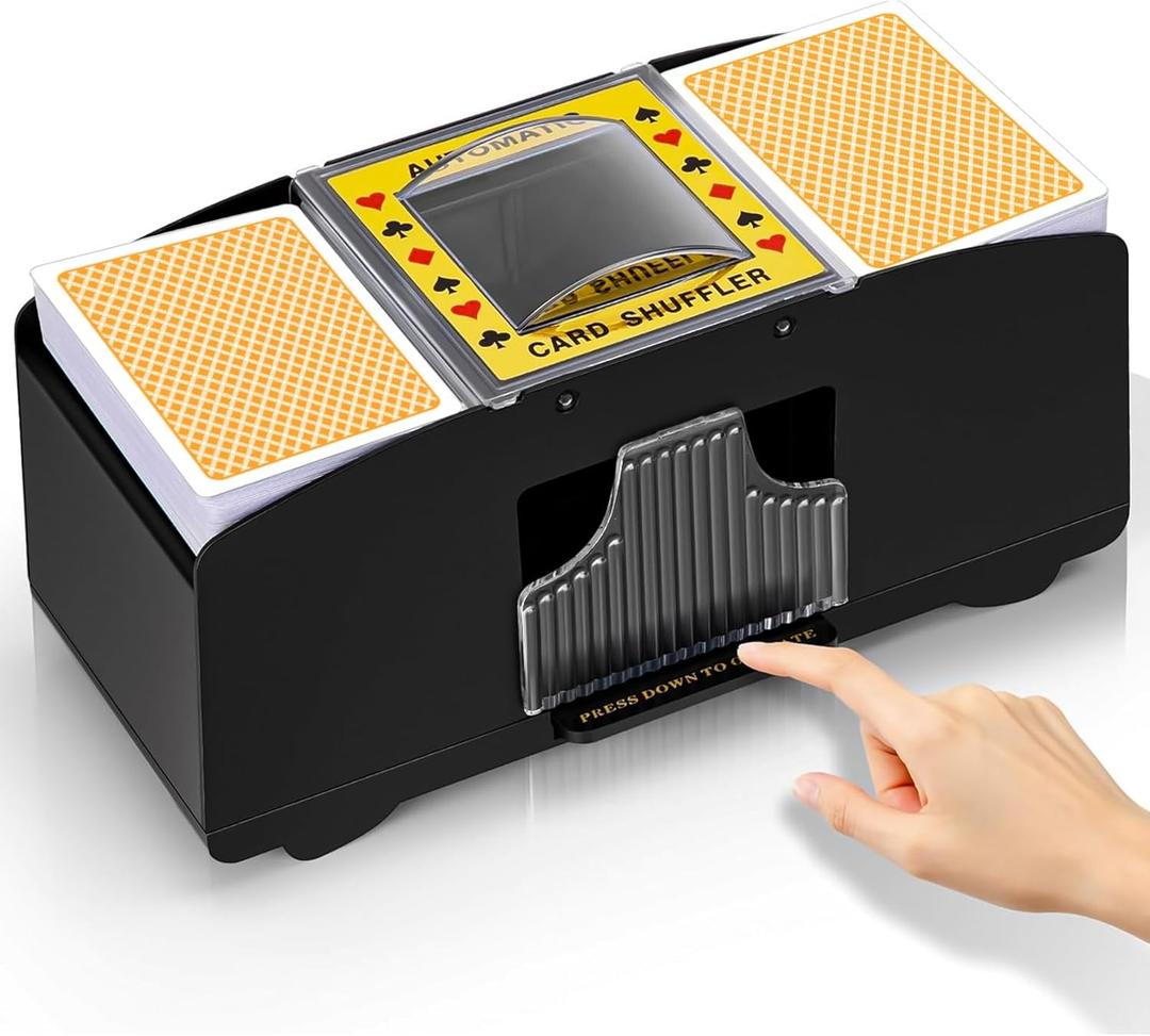 YUCEEN Automatic Card Shuffler 1/2/4/6 Decks, Battery Operated Electric Playing Card Shuffler for UNO, Casino Card Game, Poker, Phase 10, Blackjack, Texas Hold'em, Home Card Games