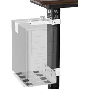 Under Desk PC Mount - No Drilling Heavy Duty 40 lbs Capacity, Adjustable Height and Width Clamp-on Desk Leg PC Mount for Standing Desks (Fits 75mm45mm Legs only), with Non-Slip Pads, White