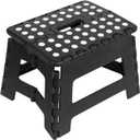 Folding Step Stool - Portable Handy Step Stool, Non Slip Compact Travel Step| Heavy Duty Foldable Footstool, Lightweight Folding Stool, Collapsible Step Stool for Kitchen, Living Room, Garden (Black)