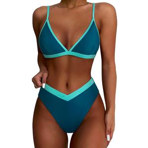 SUUKSESS Women Triangle High Cut Bikini Sets Sexy High Waisted 2 Piece Swimsuit L