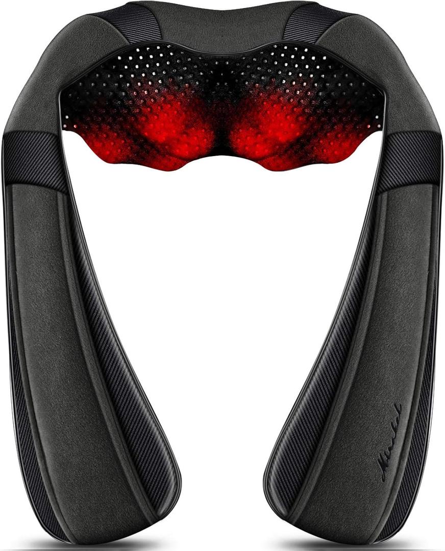 Mirakel Shiatsu Neck & Back Massager with Heat - Deep Tissue Neck, Back & Shoulder Pain Relief - Ergonomic Design Shoulder Massager, Electric Kneading Whole Body Massage Pillow Gifts for Women, Men (Gun Gray Green)