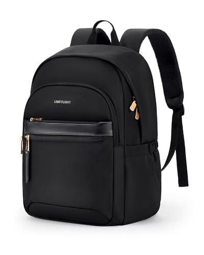 LIGHT FLIGHT Travel Backpack for Women, 15.6 Inch Stylish Laptop Backpack, Computer Bag for College Work Daily, Water-Resistant Casual Daypack with USB Port, Black