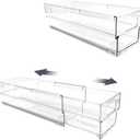 Isaac Jacobs 2-Pack Clear Expandable Storage Bins - Extra Small, 11"-19" L x 3.9" W x 3.1" H, Plastic Organizer with Cut-Out Handles, Adjustable Length from 11-19" for Home, Kitchen & Office