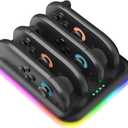 Switch 2 Joycon Charging Dock with RGB Lighting,4 in 1 Controller Charging Station for Switch2 Joycons,Fast Charger and Storage Stand for Nintendo Switch 2 Accessories