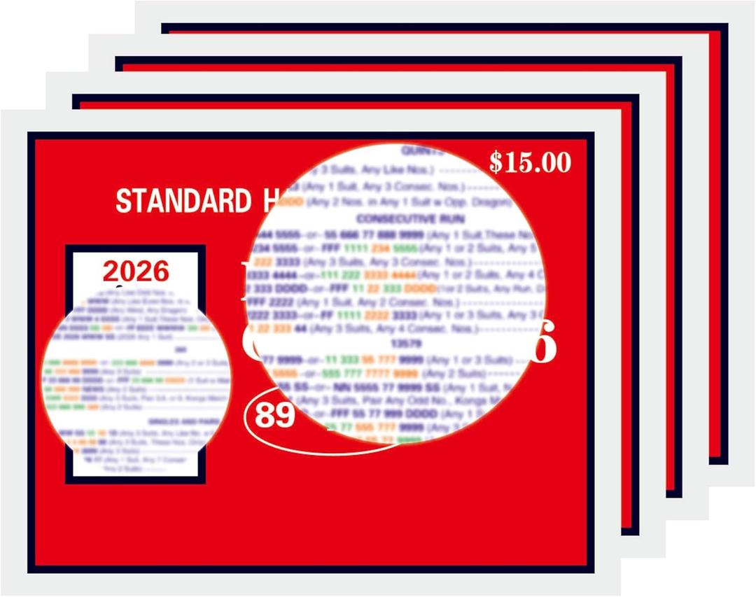 2 x Mahjong Cards 2026, 4-Pack Large Print Mah Jong Cards, Mahjong Game Aid for Practice, Travel, Club Play and Family Game Night