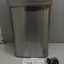 Ninestars 13 Gallon Odor Neutralizing Smart Trash Can, UV + Ozone Dual Purification, Odor Control Motion Sensor Garbage Bin, Universal Power Adapter, ONT-50-81SL Stainless Steel, Silver, Nova Series (Large)