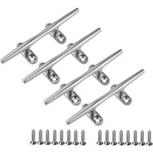 YUSOVE Boat Cleats 6 Inch 316 Stainless Steel Marine Cleat,Mooring Accessories,Boat Dock Deck Cleat,Pack of 4