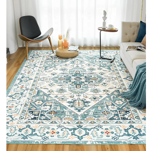 VK VK·LIVING Machine Washable Rug 9'x12' Vintage Design Washable Area Rugs with Non Slip Rugs for Living Room Bedroom Traditional Woven Carpet Stain Resistant Home Decor Boho Rug, Green&Beige