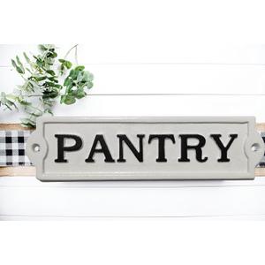 Farmhouse Decor Metal Pantry Signs - Cast Iron Door Room Plaques with "Pantry"