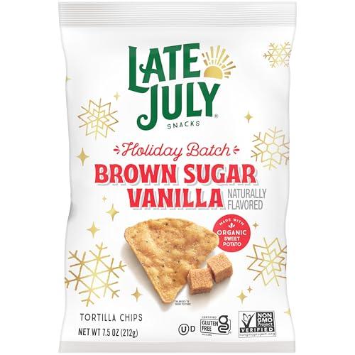 LATE JULY Snacks Brown Sugar Vanilla Flavored Tortilla Chips, 7.5 Oz Bag, BB 02 May 2026