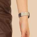 Seven-link Watch Band for Apple Watch Series 11, 10, 9, 8, 7, 6, 5, 4, 3, 2, 1 and SE 3/2/1 for Women, Dressy Stainless Steel Metal Band for Apple Watch 40mm 41mm 42mm 38mm 44mm 45mm 46mm for iWatch