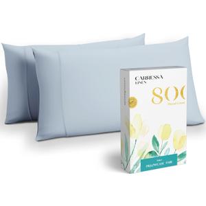 Carressa Linen Luxury Egyptian Cotton King Size Pillow Cases Set of 2-800 Thread Count Sky Blue Pillowcases for Sleeping, Soft, Cooling Pillow Cover, Extra Long Staple Hotel Quality Pillow Cases