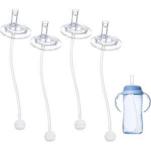 4PCS Replacement Straws Compatible with NUK Learner Cup 10oz, Silicone Gravity Ball Straw Replacment, Change out Sippy Cup to Straw Cup, Weighted Straws No Leakage Drinking Tools