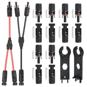 LEPITERY MC4 Solar Panel Connectors, 6 Pairs Male/Female Solar Panel Cable Connectors, 2 Pairs Solar Y Branch 1 to 2 Parallel Adapter Cable Wire Plug and 2pcs Wrenches for Solar Panel