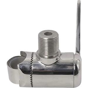 MARINE CITY 316 Stainless Steel Antenna Ratchet Rail Mount, Rust Resistant with Mount W/Hole and Handle for Standard 1"-14 Thread Male Threads