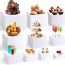10 Pcs Acrylic Buffet Risers, Large Stackable Food Display Stand, Nesting Cube Box with Hollow Bottom, Food Risers for Buffet Table Dessert Jewelry Catering(10'' 9'' 8'' 7'' 6'' 5'' 5'' 4'' 4'' 3'')