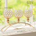 Crystal Candle Holders, Tealight Candlestick Candelabra Stand with 3 Arms,Candle Holder for Wedding Home Decor/Table Centerpiece Party Decoration (Gold)