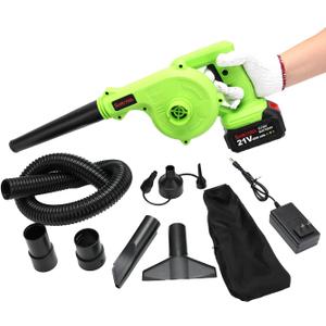 Cordless Leaf Blower, 2-in-1 Portable 21V Lithium Battery 110V Multifunctional Blower for Blowing Leaf, Clearing Dust & Small Trash,Car, Computer Host, Hard to Clean Corner by SHINTYOOL