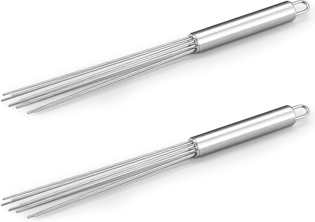 Baderke 2 Pcs Espresso Whisk 11.5 Inch Long Handle Barista Whisk 10 Needles 2 mm Stainless Steel Coffee Stirrer Tool Efficient Mixing Time Saving Reduction Clumping Ideal for Commercial Home