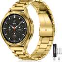 Lerobo Stainless Steel Band Compatible with Samsung Galaxy Watch 8 7 6 5 4 FE 40mm 44mm 45mm/Galaxy Watch 8 Classic 6 4 Classic 43mm 47mm 42mm 46mm, 20mm Metal Replacement Band for Men Women (Gold)
