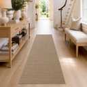 DEXI Thin Hallway Runner Rug 2'4"x8', Non Slip Entryway Rugs, Dark Beige, 28" X 96"