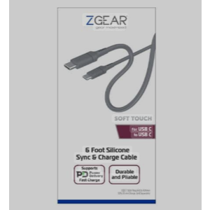 ZGEAR Adaptive Fat Charge with Two USB Ports and 6 Foot Silicone Rubber Synk & Charge Cable for USB C