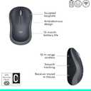 Logitech M185 Wireless Mouse, 2.4GHz with USB Mini Receiver, 12-Month Battery Life, 1000 DPI Optical Tracking, Ambidextrous PC/Mac/Laptop - Swift Grey
