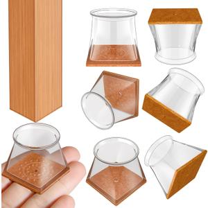 Chair Leg Floor Protectors Square, Silicone Chair Leg Protectors for Hardwood Floors, Chair Leg Caps Covers Protect Wooden Floors from Scratching 20 Pcs X-Large (Fit:1-5/8" ~ 2")