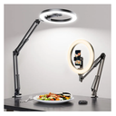 Overhead Phone Mount with Ring Light Phone Holder,10" LED Ring Light for Desk with Stand and Remote for iPhone,Phone Tripod with Light for Video Recording TikTok Live Stream Cooking Kitchen Vlogging