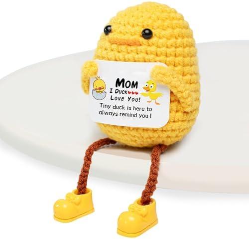 Artlunar Gifts for Mom Funny Long Legged Positive Duck Emotional Support Crochet Gifts with Mom I Love You Inspirational Card Pack of 4