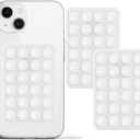 4 x PKYAA 2 Pack Silicone Suction Phone Case Adhesive Mount, Strong Grip Holder for Selfies and Videos, Hands-Free Sticky Phone Grip for iPhone and Android, 2.17" x 3.15" (Translucent)