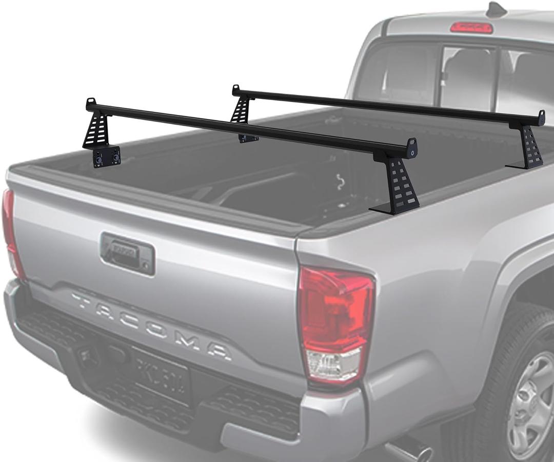 Adjustable 65.4Heavy Duty Truck Bed Rack Cross Bars2PCS for Mid-Size Trucks with Soft Roll-Up, Hard Rolling,Tri-Fold, Retract Hard Tonneau Covers|Aluminum Cross Bars|Fits Kayak Racks, Bike Racks