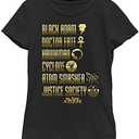 DC Comics Black Adam Names Girls Short Sleeve Tee Shirt, Small, Black 
