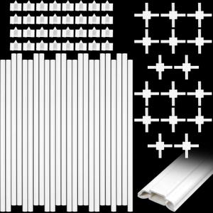 24 Pcs 24" Plastic Window Grille Inserts White Window Grid Kit Include Grid Connectors and Fasteners for for Installing Decorative Grilles Layouts Home
