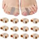 12 Packs Gel Toe Separators for Overlapping Toes, Toe Spacers for Bunions Bunion Corrector for Women and Men, 2 Loops Bunion Corrector for First Two Toes (White)