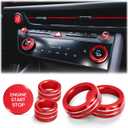for 2024 2025 2026 Hyundai Sonata Accessories 5-Piece Aluminum Knob Cover Trim Set (Red) for Push Start Button, AC & Volume Switches, Interior Upgrade, Knob Protection