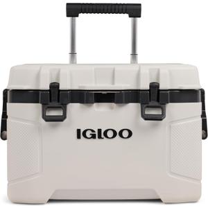 Igloo Trailmate 52Qt Wheeled Cooler, Insulated Hard Shell Ice Chest, Bone, 1664 Ounces
