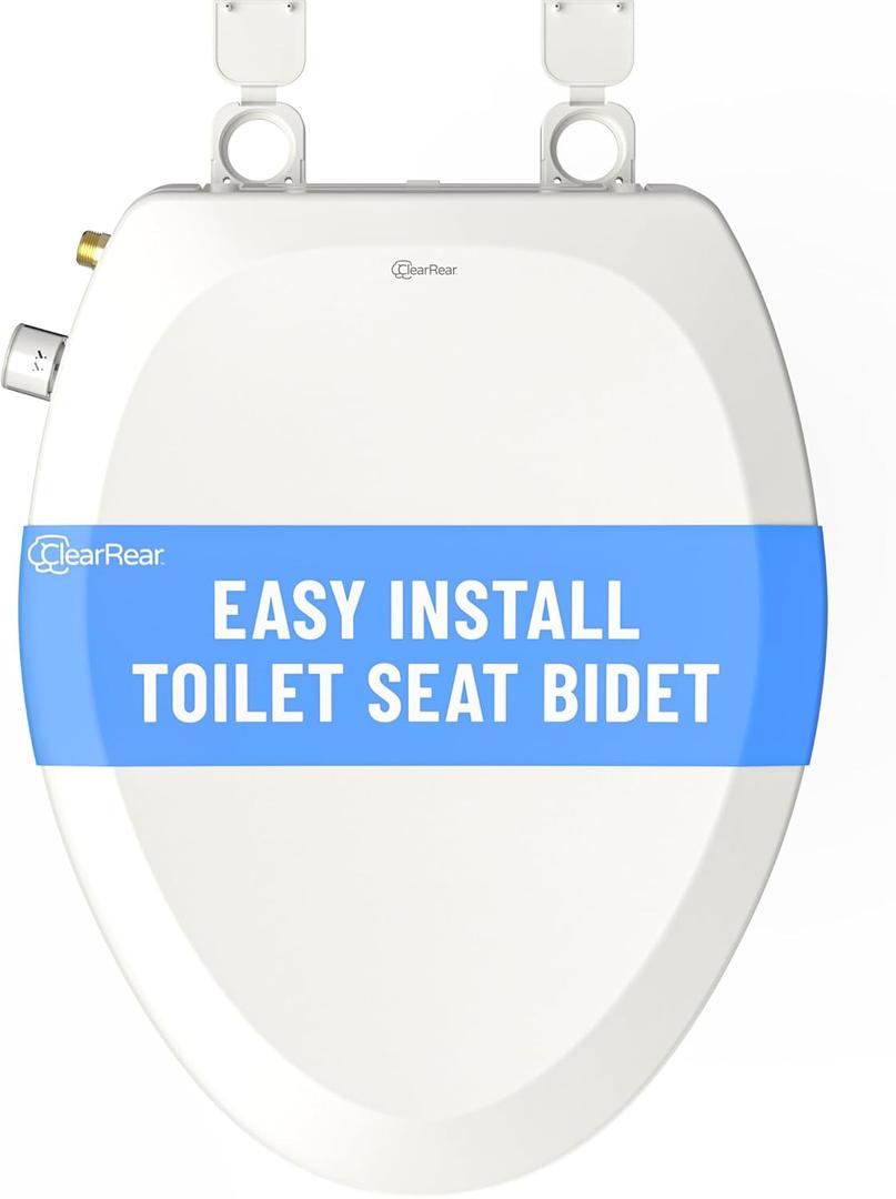 Clear Rear Elongated Bidet Toilet Seat - Self-Cleaning Dual Nozzle Bidet Toilet Seat with Adjustable Water Pressure - Easy Installation - Hygienic Accessories (E. Toilet Seat Bidet)