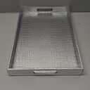 Home Redefined 17.5"x12" Silver Glossy Crocodile Faux Leather Serving Tray Beautiful Modern Elegant Decorative Tray with Handles Ottoman Coffee Table Ottoman Perfume Makeup Display for All Occasion's