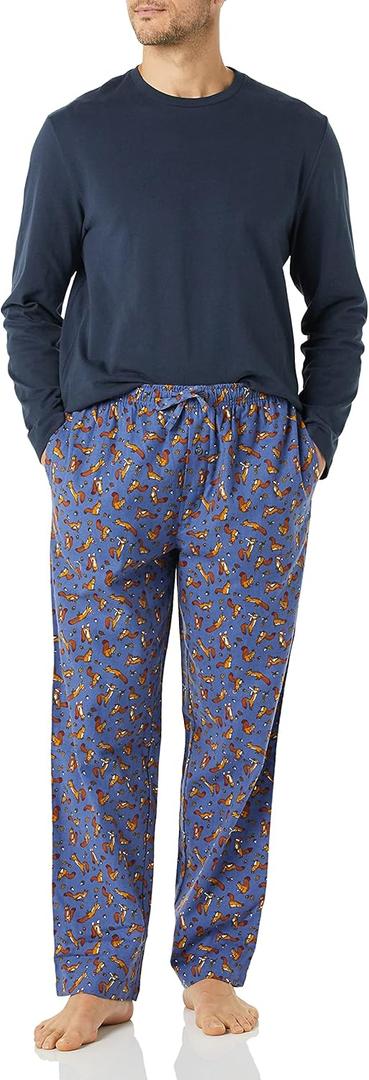 Amazon Essentials Men's Flannel Pant and Long-Sleeve T-Shirt Pajama Set (X-Large)