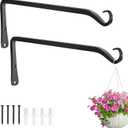Gtongoko 2 Pack 12 Inch Metal Plant Hangers Wall Hooks for Hanging Plant Brackets, Outdoor Hooks for Hanging Bird Feeders, Flower Baskets, Lanterns, Wind Chinme, Solar Lamps