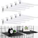 Blulu 10 Pcs 12" Gridwall Knife Shelf Bracket with Lip Metal Wire Gridwall Brackets Hooks Grid Wall Panels Hanger Heavy Duty Shelf Grid Wall Accessories for Home Business Boutique Display (White)